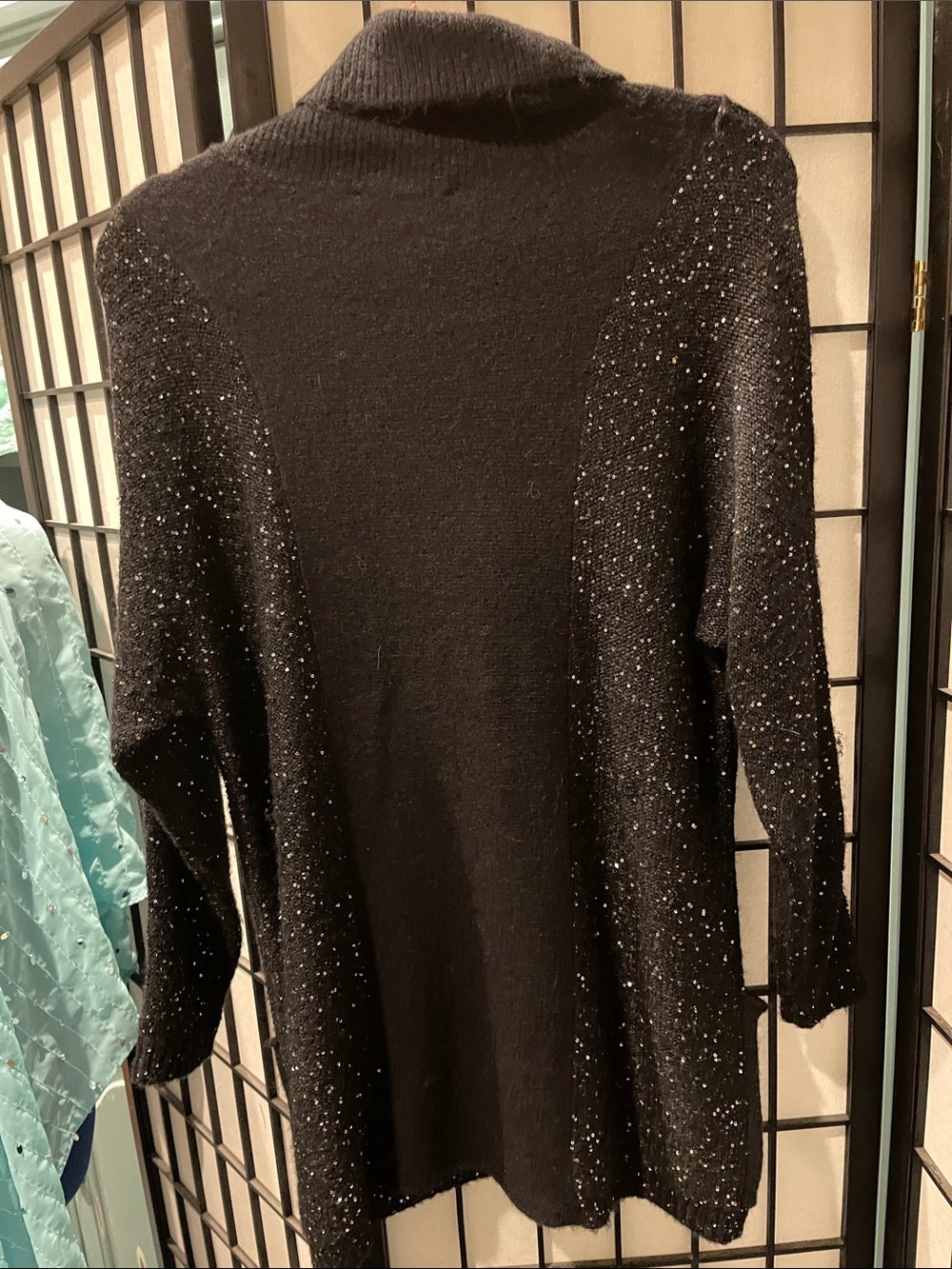 Picadilly  Black Cowl-Neck Sweater with Subtle Sparkle . - Picture 7 of 9